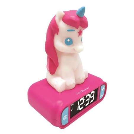 Réveil veilleuse digital LEXIBOOK - Licorne - 3D lumineux et sonore - Blanc et rose - Enfant
