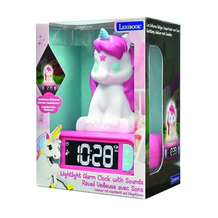 Réveil veilleuse digital LEXIBOOK - Licorne - 3D lumineux et sonore - Blanc et rose - Enfant Réveil veilleuse digital LEXIBOOK - Licorne - 3D lumineux et sonore - Blanc et rose - Enfant