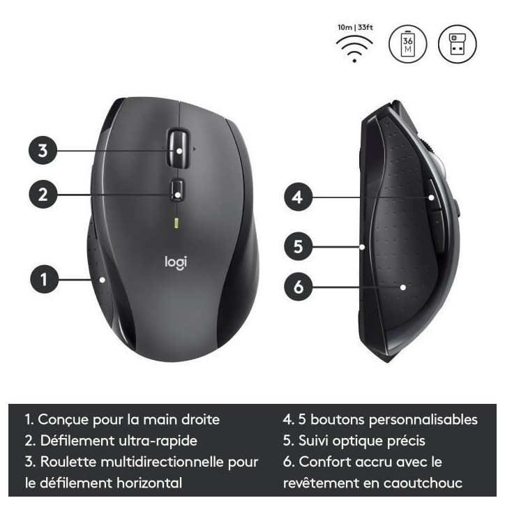 Souris - Sans fil - Logitech - M705 Marathon - Gris