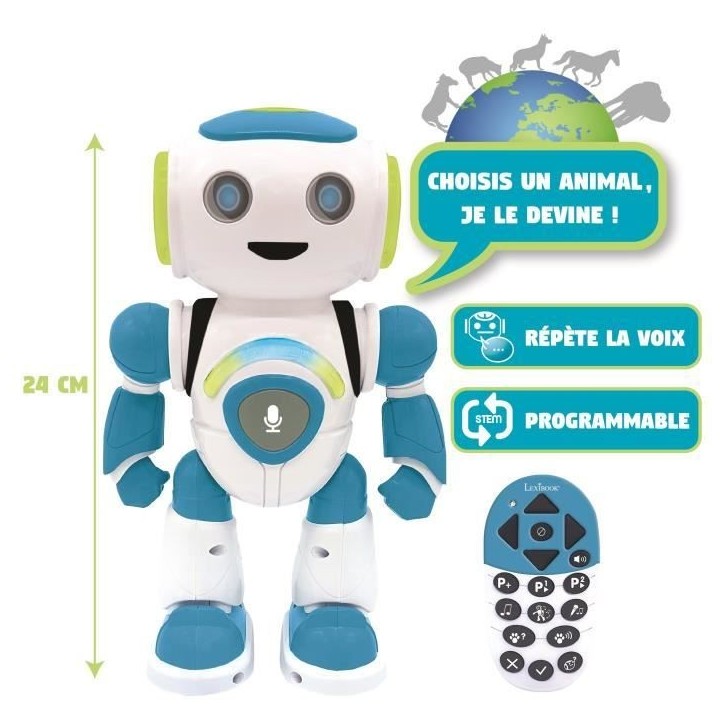 POWERMAN JUNIOR - Mon Robot Intelligent qui lit dans les pensées (Français), sons et lumieres - LEXIBOOK