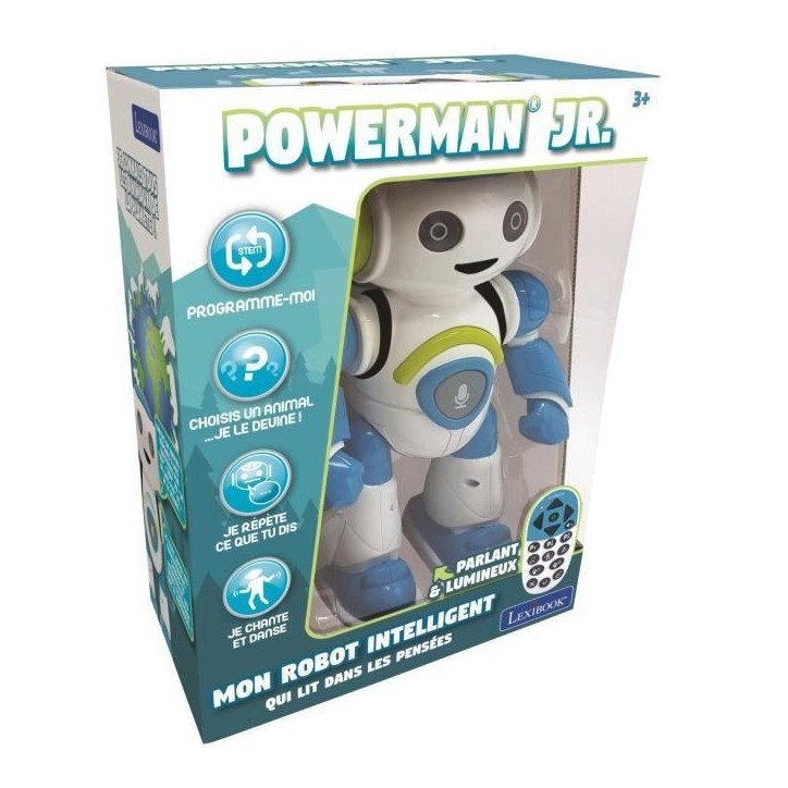 POWERMAN JUNIOR - Mon Robot Intelligent qui lit dans les pensées (Français), sons et lumieres - LEXIBOOK