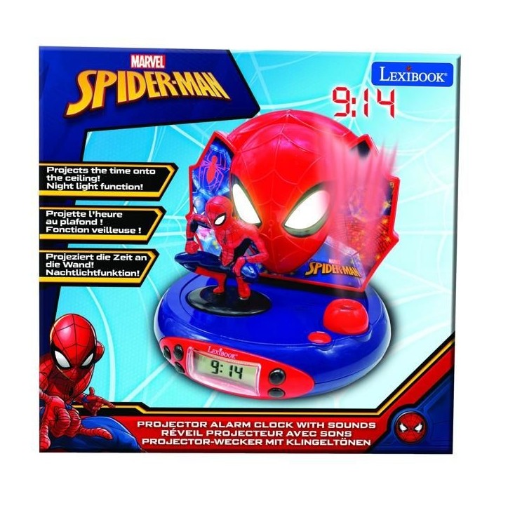 LEXIBOOK - Spiderman - Réveil projecteur avec effets sonores et veilleuse intégrée LEXIBOOK - Spiderman - Réveil projecteur avec effets sonores et veilleuse intégrée