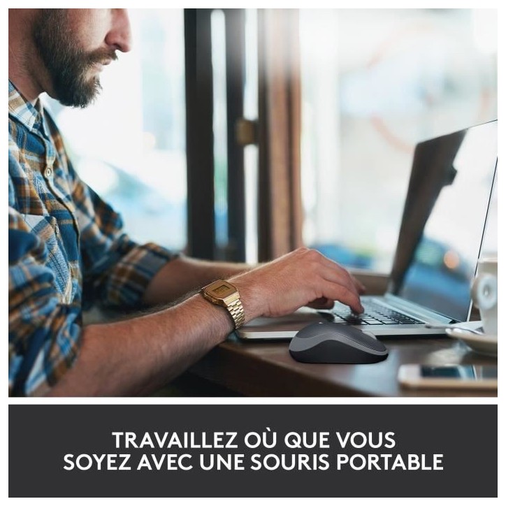 Souris - Sans fil - Logitech - M185 - Gris - Ambidextre