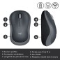Souris - Sans fil - Logitech - M185 - Gris - Ambidextre