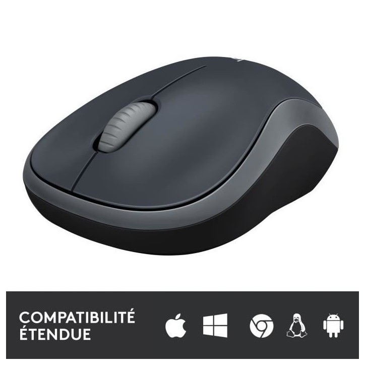 Souris - Sans fil - Logitech - M185 - Gris - Ambidextre