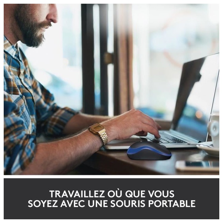 Souris - Sans fil - Logitech - M185 - Bleu - Ambidextre