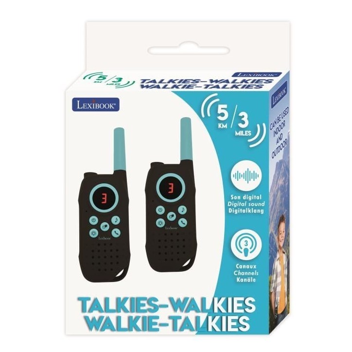 Talkies-walkies LEXIBOOK noirs - Portée 5 km - Fonction communication d'un a un et un a plusieurs Talkies-walkies LEXIBOOK noirs - Portée 5 km - Fonction communication d'un a un et un a plusieurs