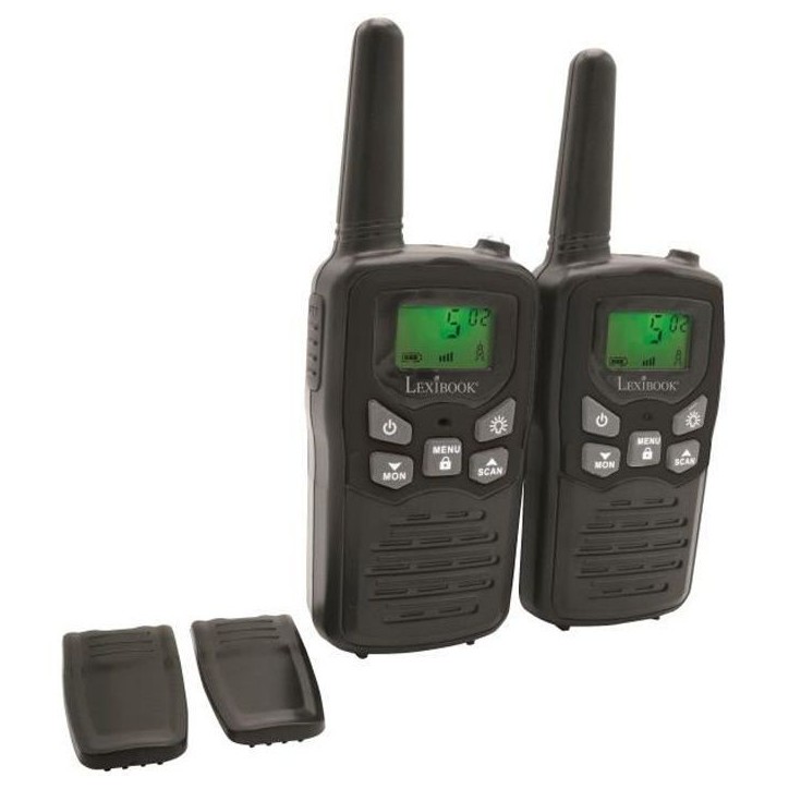 Talkie-Walkies LEXIBOOK noirs - Portée 8 km - Fonction Moniteur - Lampe de poche intégrée Talkie-Walkies LEXIBOOK noirs - Portée 8 km - Fonction Moniteur - Lampe de poche intégrée