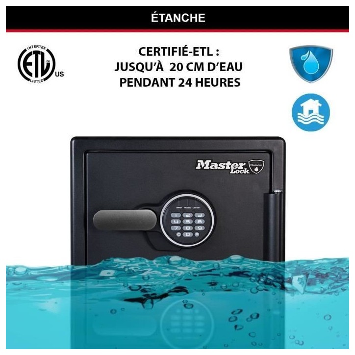 Coffre-fort - MASTER LOCK - LFW123FTC - Ignifuge et Etanche - XL 33,6 Litres - Combinaison Electronique Coffre-fort - MASTER LOCK - LFW123FTC - Ignifuge et Etanche - XL 33,6 Litres - Combinaison Electronique