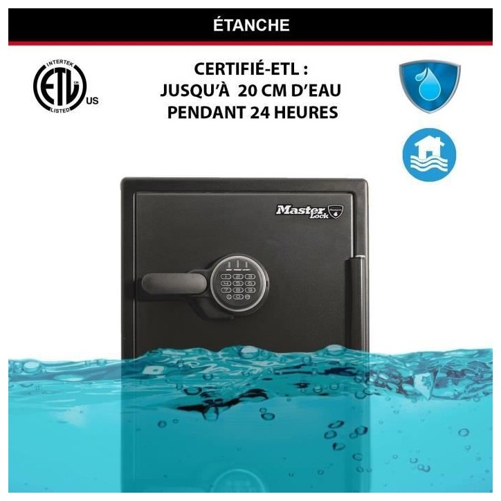 Coffre-fort - MASTER LOCK - Ignifuge et Etanche - XXL 56,6L - Combinaison électronique Coffre-fort - MASTER LOCK - Ignifuge et Etanche - XXL 56,6L - Combinaison électronique