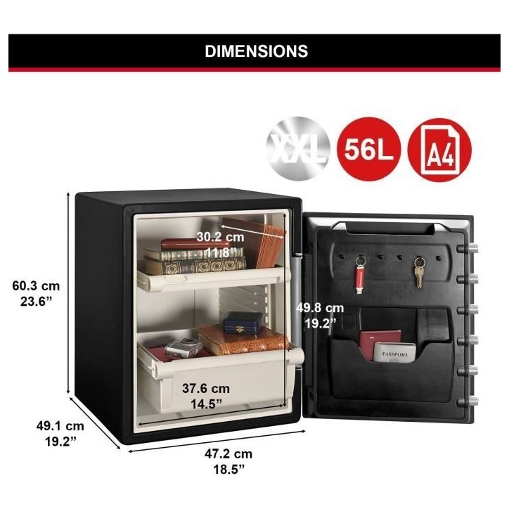 MASTER LOCK Coffre-fort ignifugé et résistant a l'eau (code tactile + alarme) 56,5 L MASTER LOCK Coffre-fort ignifugé et résistant a l'eau (code tactile + alarme) 56,5 L