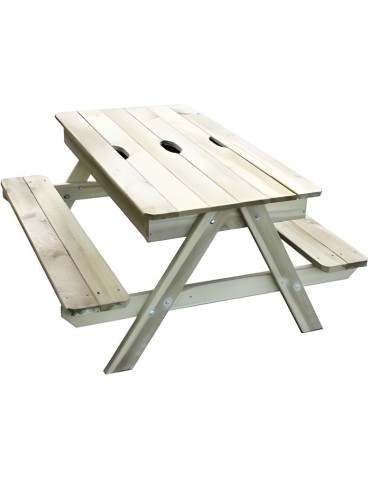 Table pique-nique en bois pour enfant avec bac a sable intégré - TRIGANO - PICSAND - Mixte - A partir de 3 ans