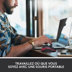 Souris - Sans fil - Logitech - M185 - Rouge - Ambidextre