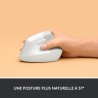 Souris - Sans Fil - Logitech - Lift Ergonomique Verticale - Blanc - Dr