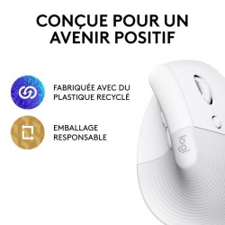 Souris - Sans Fil - Logitech - Lift Ergonomique Verticale - Blanc - Dr