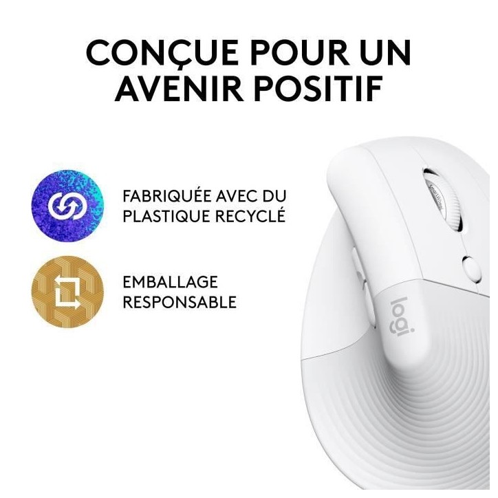 Souris - Sans Fil - Logitech - Lift Ergonomique Verticale - Blanc - Droitier Souris - Sans Fil - Logitech - Lift Ergonomique Verticale - Blanc - Droitier