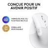 Souris - Sans Fil - Logitech - Lift Ergonomique Verticale - Blanc - Dr