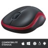 Souris - Sans fil - Logitech - M185 - Rouge - Ambidextre