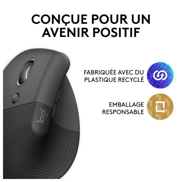 Souris - Sans Fil - Logitech - Lift Ergonomique Verticale - Graphite - Gaucher Souris - Sans Fil - Logitech - Lift Ergonomique Verticale - Graphite - Gaucher