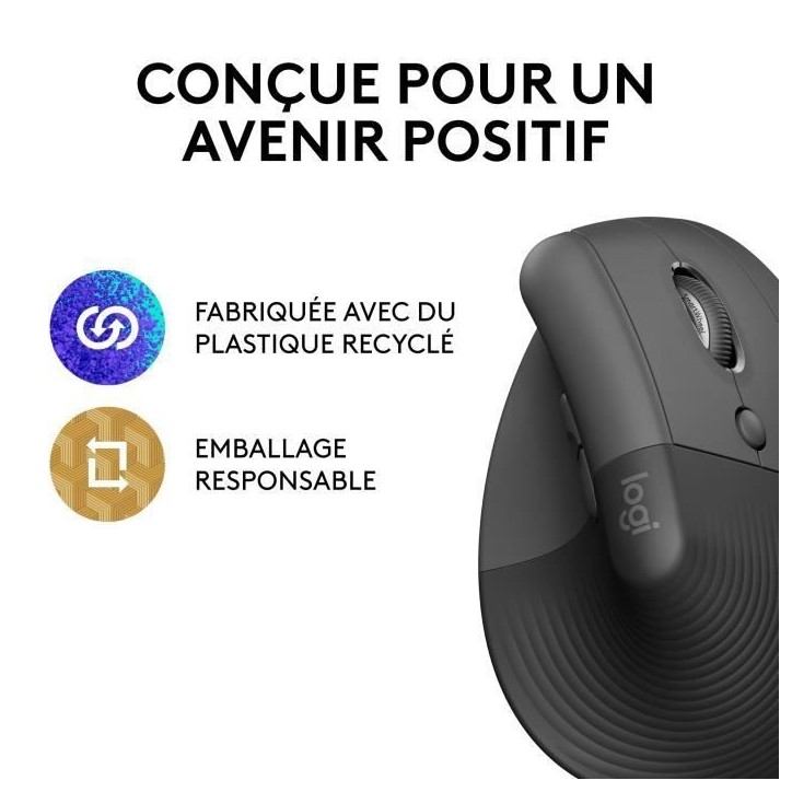 Souris - Sans Fil - Logitech - Lift Ergonomique Verticale - Graphite - Droitier Souris - Sans Fil - Logitech - Lift Ergonomique Verticale - Graphite - Droitier