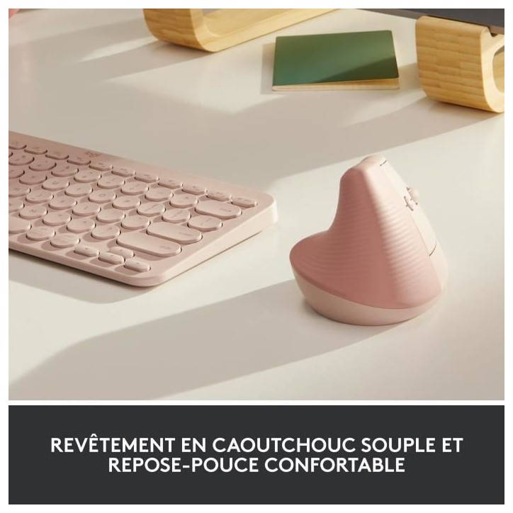 Souris - Sans Fil - Logitech - Lift Ergonomique Verticale - Rose - Droitier