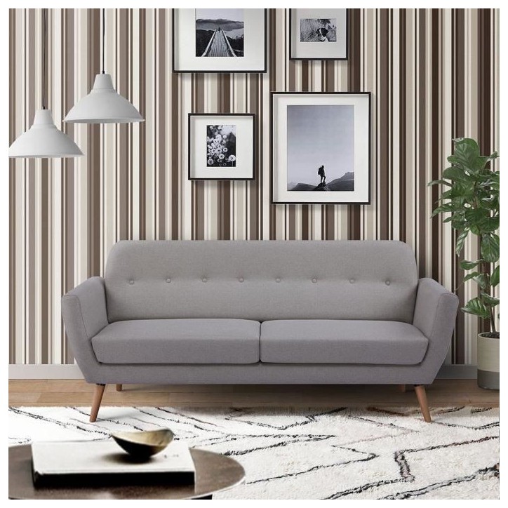 Canapé - 3 places - LILLY - Tissu Beige - 193 x 79 x 86 cm - SENHO