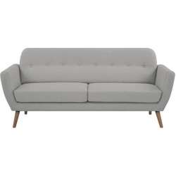 Canapé - 3 places - LILLY - Tissu Gris clair - 193 x 79 x 86 cm - SEN