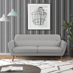 Canapé - 3 places - LILLY - Tissu Gris clair - 193 x 79 x 86 cm - SEN