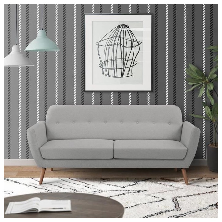 Canapé - 3 places - LILLY - Tissu Gris clair - 193 x 79 x 86 cm - SENHO Canapé - 3 places - LILLY - Tissu Gris clair - 193 x 79 x 86 cm - SENHO