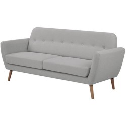 Canapé - 3 places - LILLY - Tissu Gris clair - 193 x 79 x 86 cm - SEN