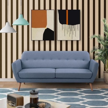 Canapé - 3 places - LILLY - Tissu Bleu clair - 193 x 79 x 86 cm - SENHO