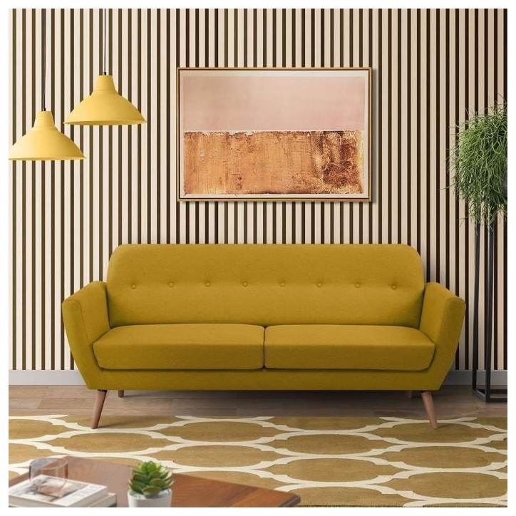 Canapé - 3 places - LILLY - Tissu Moutarde - 193 x 79 x 86 cm - SENHO Canapé - 3 places - LILLY - Tissu Moutarde - 193 x 79 x 86 cm - SENHO