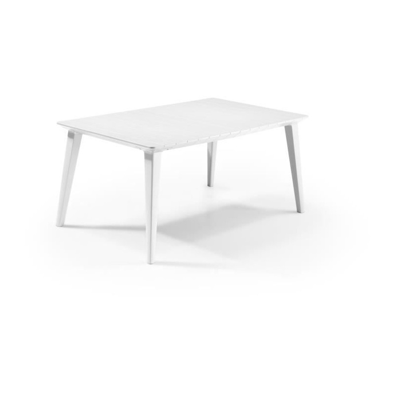 Table de jardin - Rectangulaire - Coloris : blanc - En résine - 6 per Table de jardin - Rectangulaire - Coloris : blanc - En résine - 6 per