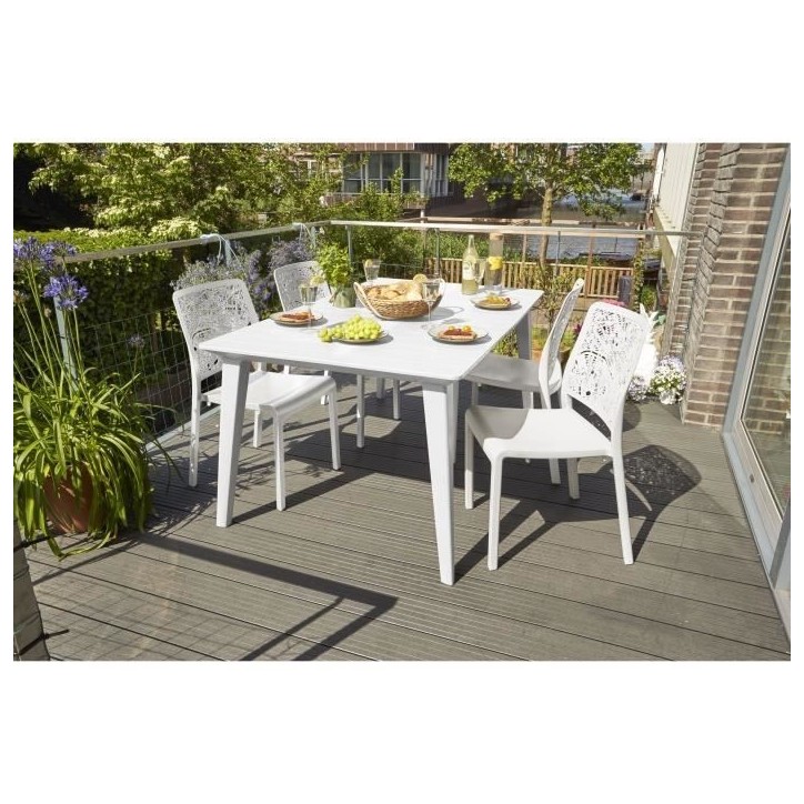 Table de jardin - Rectangulaire - Coloris : blanc - En résine - 6 personnes - LIMA - Allibert by KETER