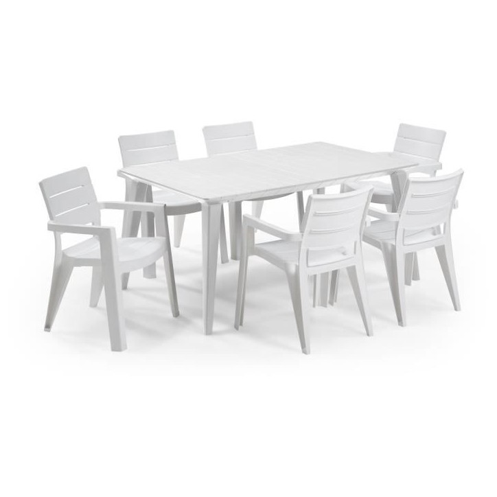 Table de jardin - Rectangulaire - Coloris : blanc - En résine - 6 personnes - LIMA - Allibert by KETER