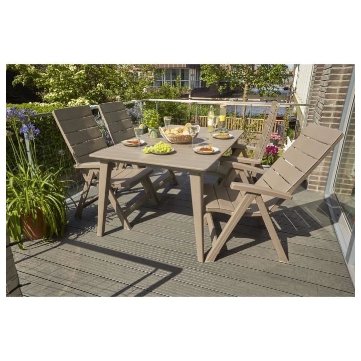 Table de jardin - rectangulaire 160cm - cappuccino - en résine - 6 personnes - Lima -Allibert by KETER