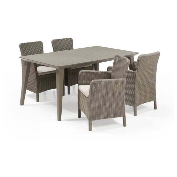 Table de jardin - rectangulaire 160cm - cappuccino - en résine - 6 personnes - Lima -Allibert by KETER