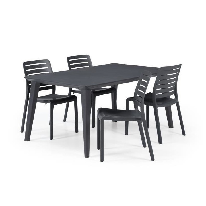 Table de jardin - rectangulaire 160cm - gris graphite - en résine - 6 personnes - Lima - Allibert by KETER