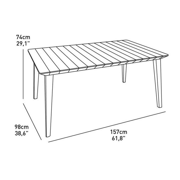 Table de jardin - rectangulaire 160cm - gris graphite - en résine - 6 personnes - Lima - Allibert by KETER