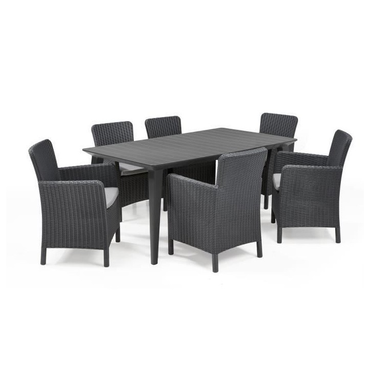 Table de jardin - rectangulaire 160cm - gris graphite - en résine - 6 personnes - Lima - Allibert by KETER