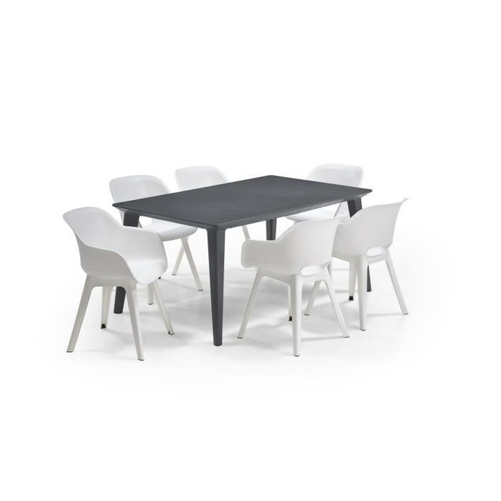 Table de jardin - rectangulaire 160cm - gris graphite - en résine - 6 personnes - Lima - Allibert by KETER