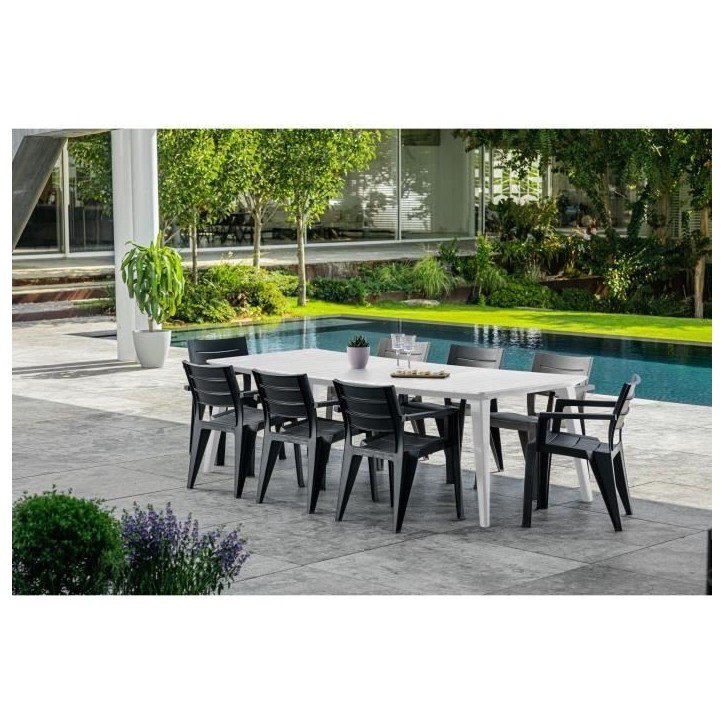 Table de jardin - rectangulaire - blanc - en résine - 8 a 10 personnes - Lima -Allibert by KETER Table de jardin - rectangulaire - blanc - en résine - 8 a 10 personnes - Lima -Allibert by KETER