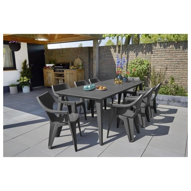 Table de jardin - rectangulaire - gris graphite - en résine - 8 a 10 personnes - Lima - Allibert by KETER Table de jardin - rectangulaire - gris graphite - en résine - 8 a 10 personnes - Lima - Allibert by KETER