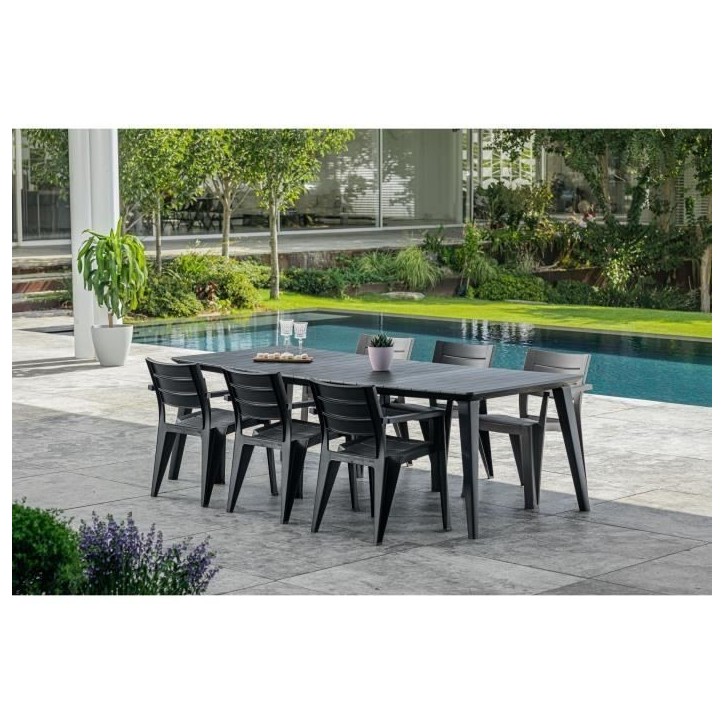 Table de jardin - rectangulaire - gris graphite - en résine - 8 a 10 personnes - Lima - Allibert by KETER Table de jardin - rectangulaire - gris graphite - en résine - 8 a 10 personnes - Lima - Allibert by KETER