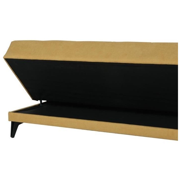 Banquette convertible 3 places - LIMRA - Tissu moutarde - 2 coussins - 190 x 87 x 87 cm Banquette convertible 3 places - LIMRA - Tissu moutarde - 2 coussins - 190 x 87 x 87 cm