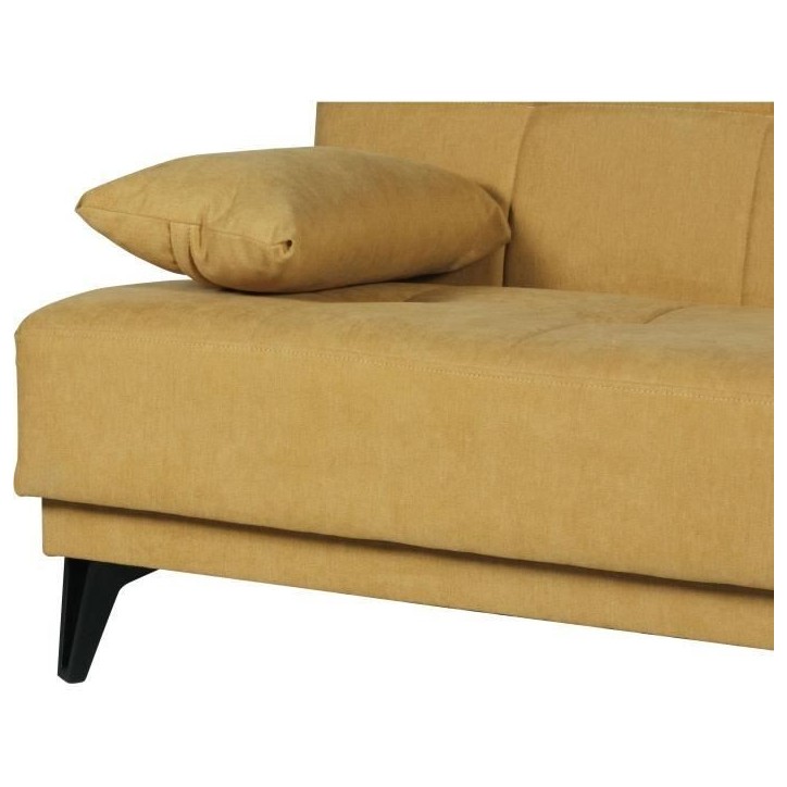 Banquette convertible 3 places - LIMRA - Tissu moutarde - 2 coussins - 190 x 87 x 87 cm Banquette convertible 3 places - LIMRA - Tissu moutarde - 2 coussins - 190 x 87 x 87 cm