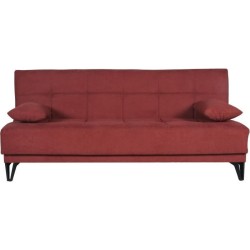 Banquette convertible 3 places - LIMRA - Tissu rouge - 2 coussins - 19