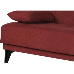 Banquette convertible 3 places - LIMRA - Tissu rouge - 2 coussins - 19