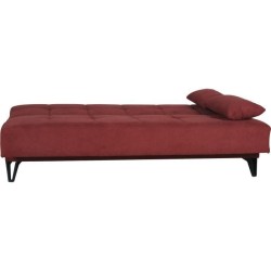 Banquette convertible 3 places - LIMRA - Tissu rouge - 2 coussins - 19