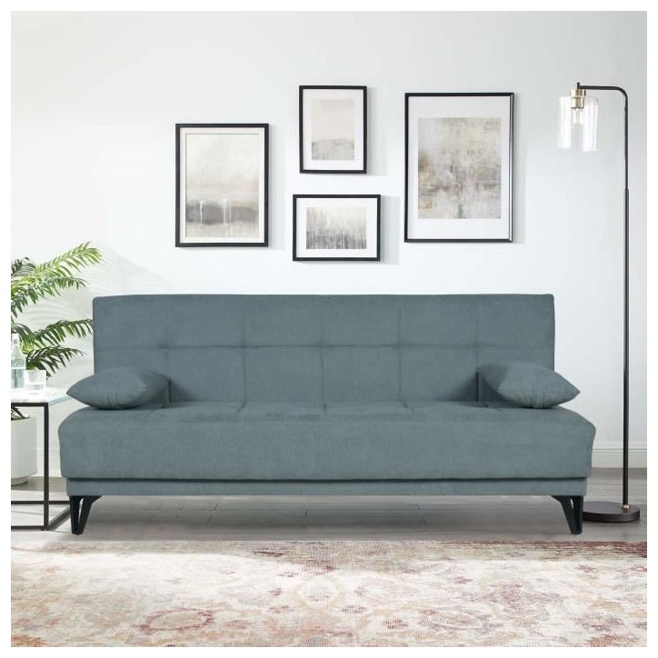Banquette convertible 3 places - LIMRA - Tissu menthe- 2 coussins - 190 x 87 x 87 cm Banquette convertible 3 places - LIMRA - Tissu menthe- 2 coussins - 190 x 87 x 87 cm